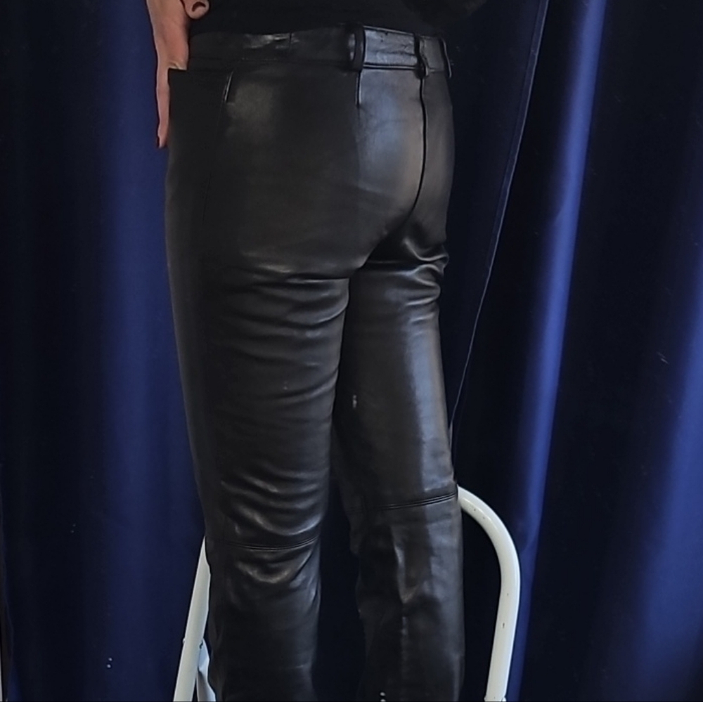 Womens Black Leather Jeans